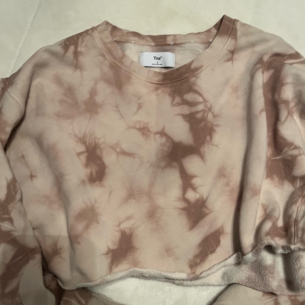 Aritzia TNA Blush and Cream Tie-Dye Sweatshirt